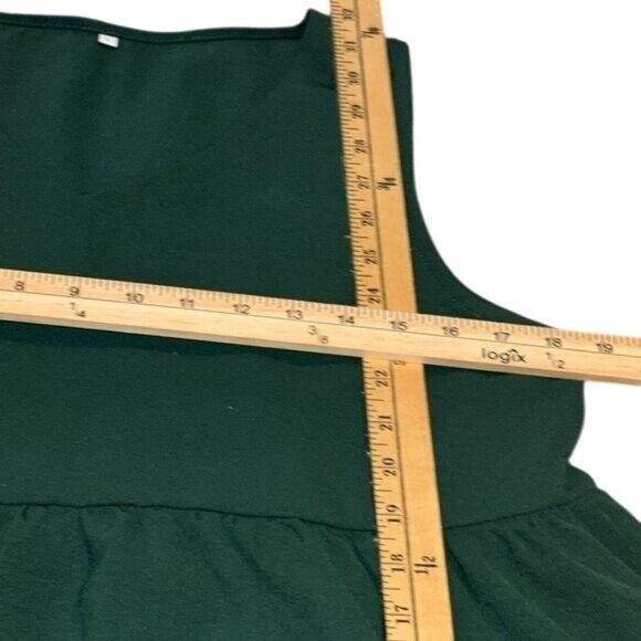 Sleeveless Dark Green Tiered Womens Dress With Flowy Design & Round Neckline L - Picture 6 of 7